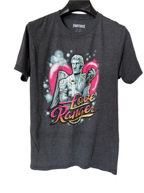 Fortnite Men’s Love Ranger Gray Graphic Short Sleeve Shirt Sz S